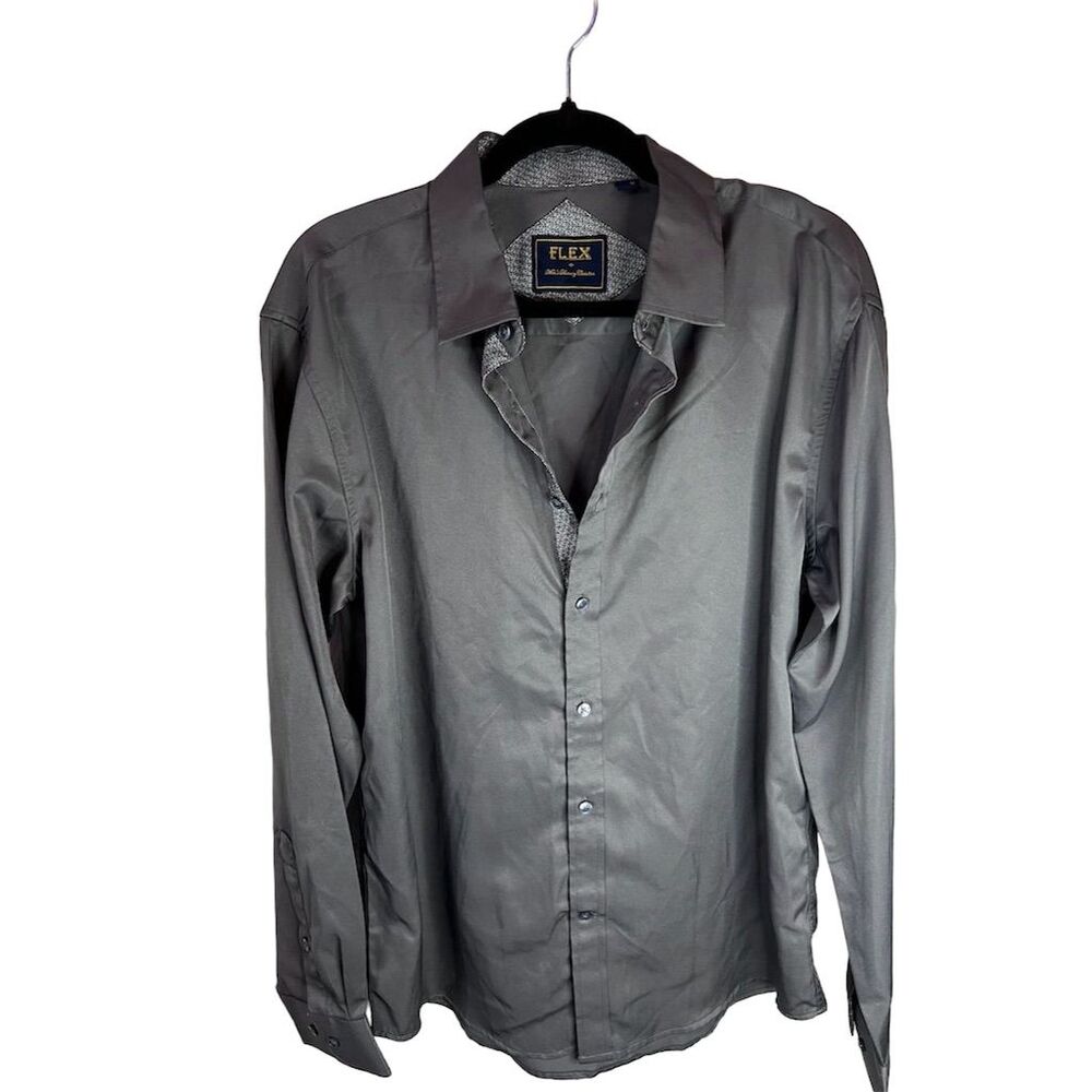 FLEX Men's Luxury Collection Gray Dress Shirt Size M Long Sleeve